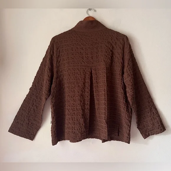 NWT Habitat Button Front Textured Sz L Lightweight Jacket in Choco Brown Artsy - Picture 2 of 12